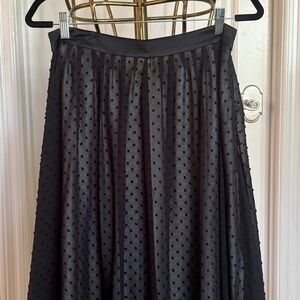 Black Pleated Midi A-Line Skirt
